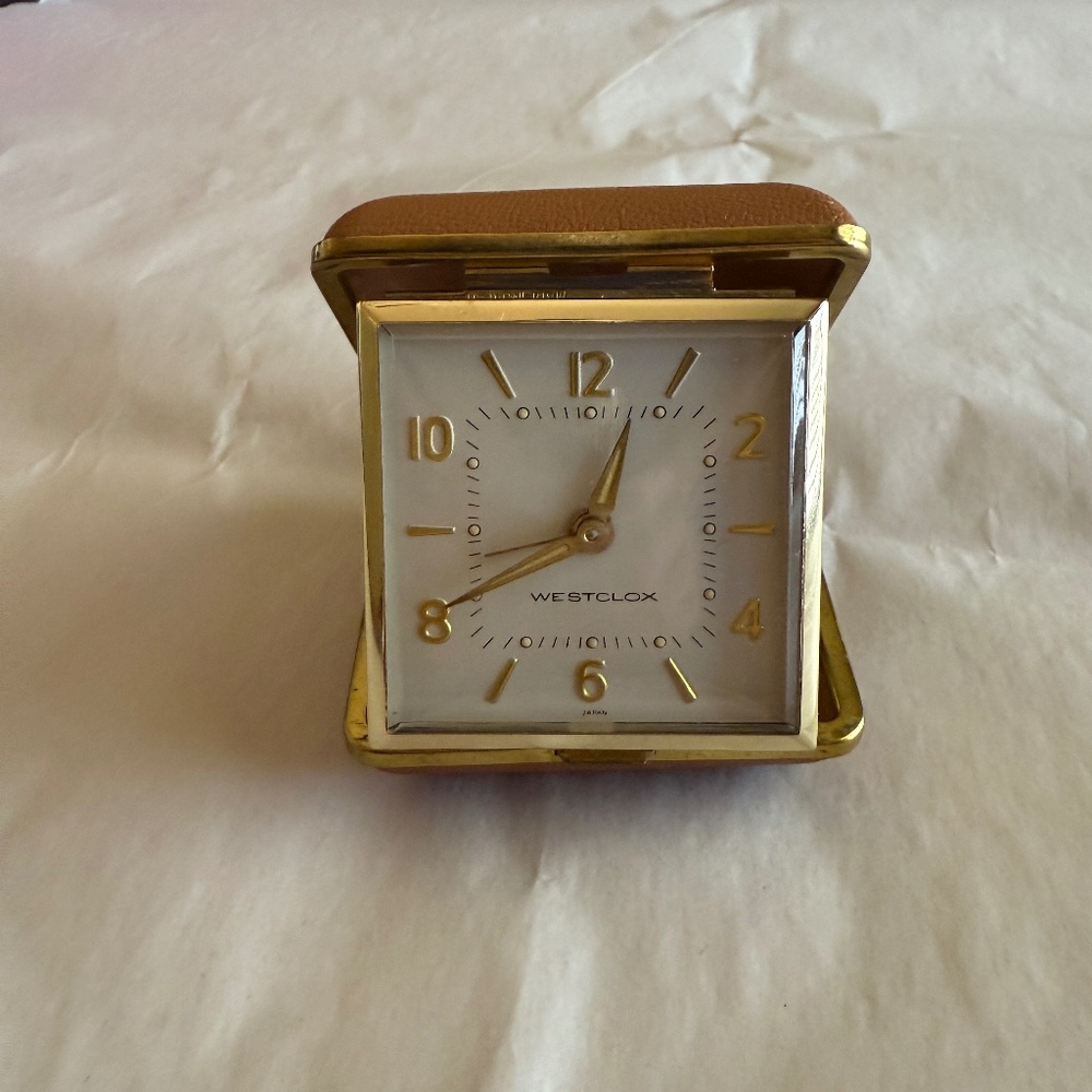 Vintage 60s Westclox Folding Travel Alarm Clock